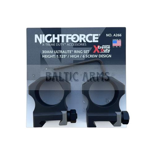 Optikos laikiklis NightForce A266 -1.125HIGH-30mm ULTRALITE 6 SCREW